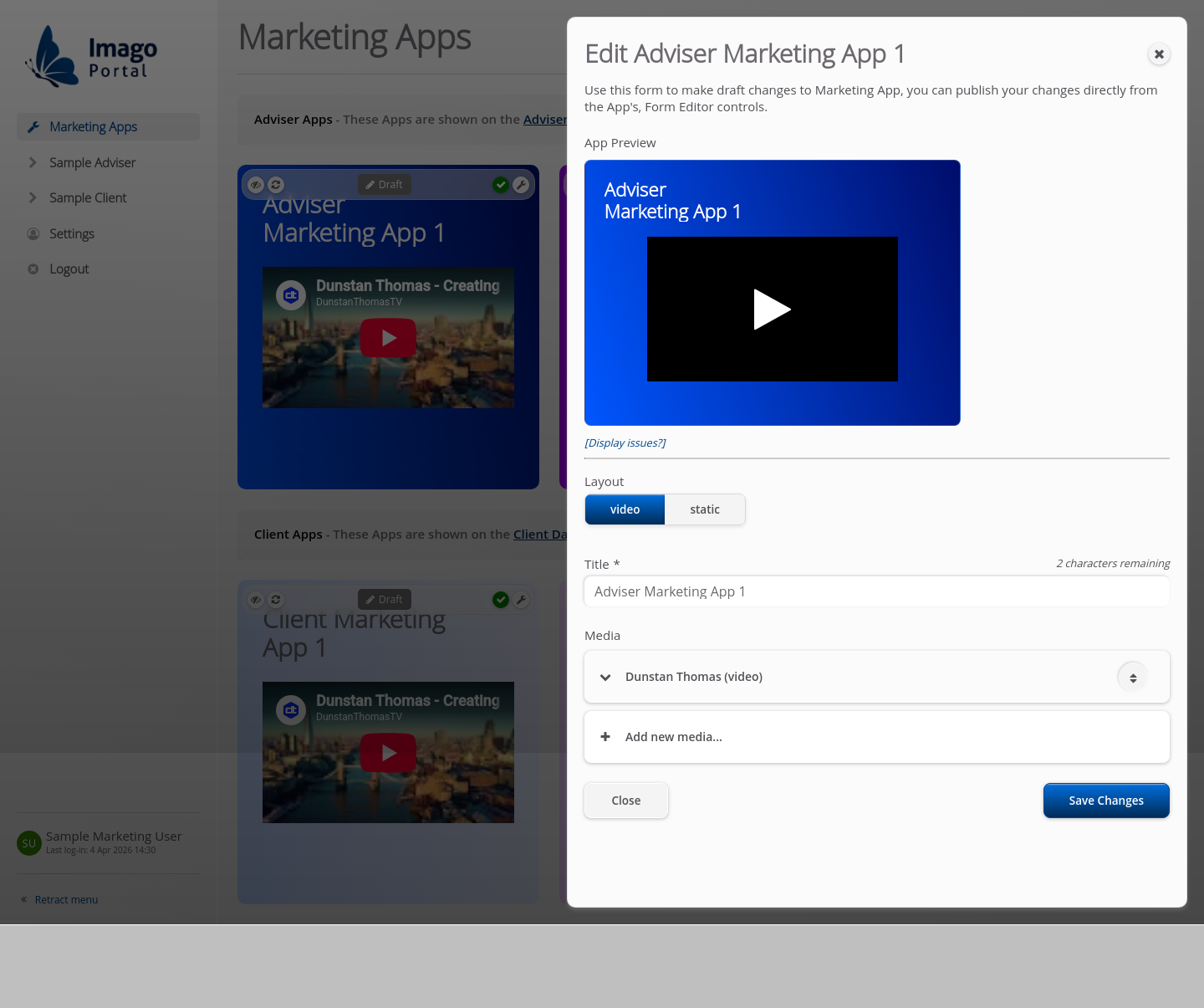 Role-Marketing > 01 Marketing Dashboard > Edit Marketing Apps